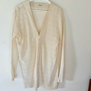 Cream Lightweight Knit Button-Up Cardigan